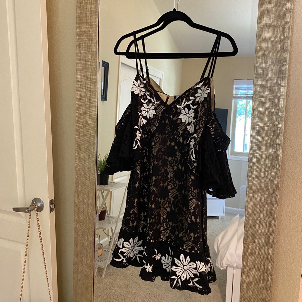 Tobi | Black & Nude Lace Cocktail Dress